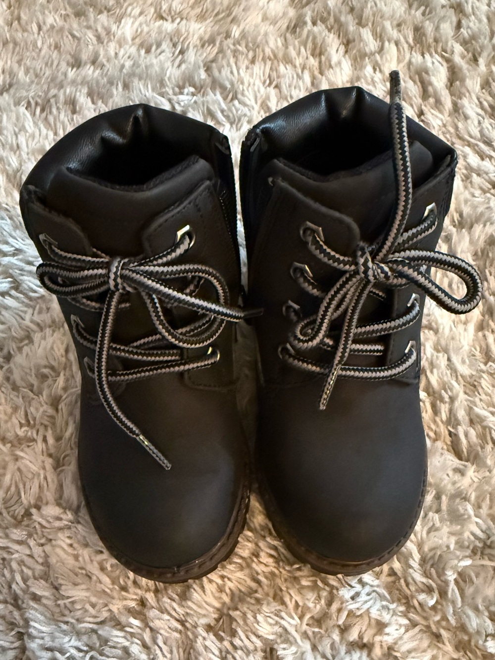 NIB Boys Black Lace-Up Ankle Boots